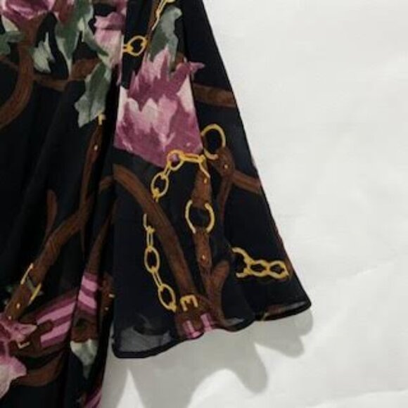 Lauren Ralph Lauren Women's 10 Printed Belted Crinkle Georgette Dress Floral - Picture 9 of 10